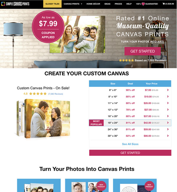 Simple Canvas Prints Website Image